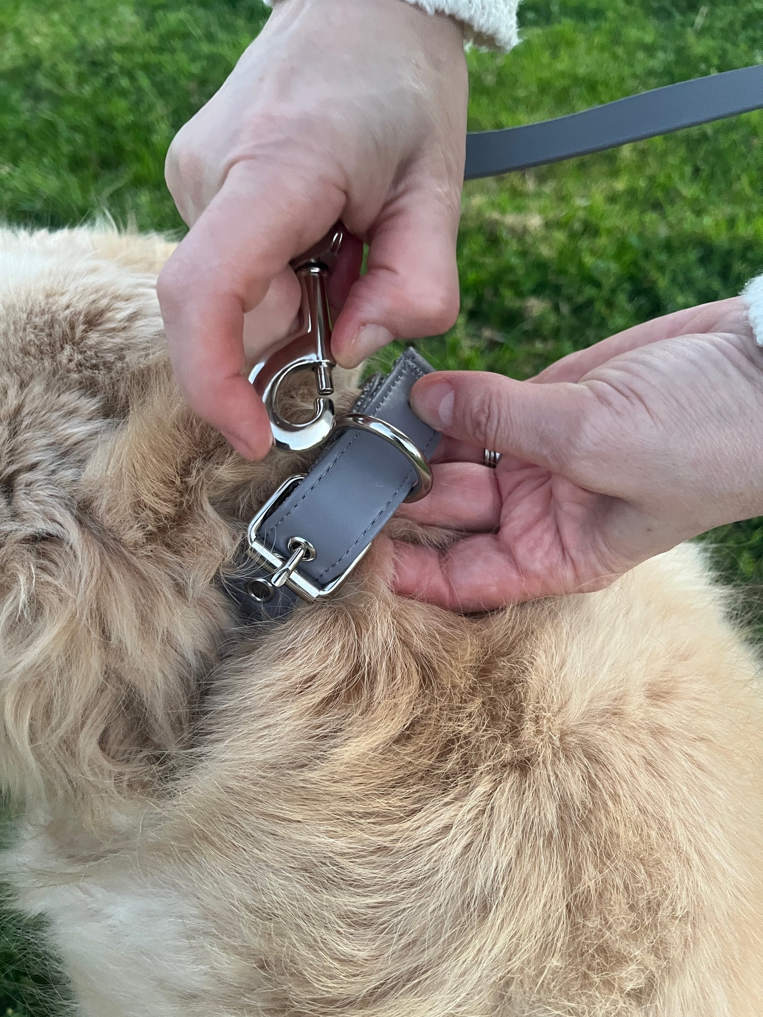 Puppibles Vegan Leather Grey Dog Collar