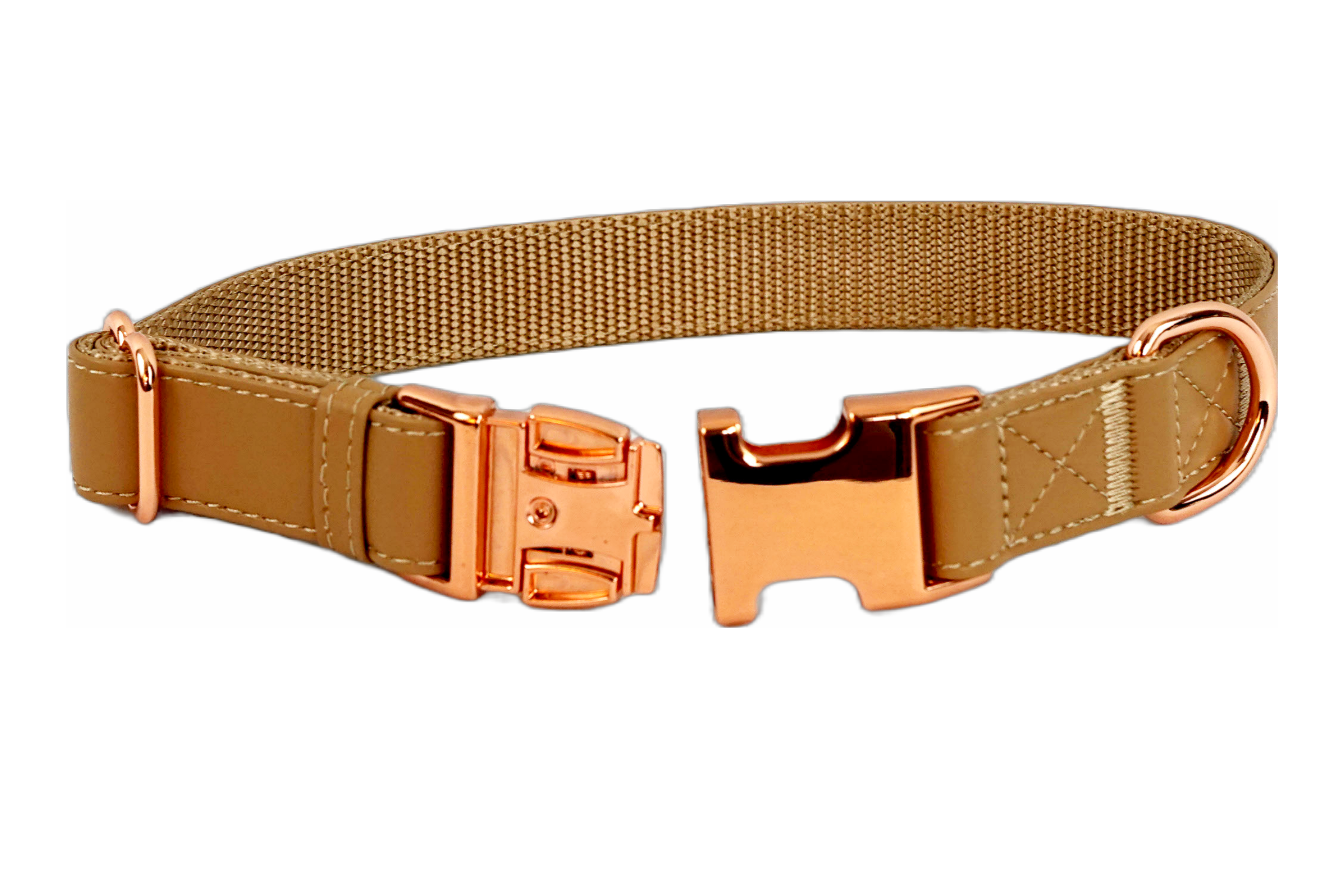 Puppibles Premium Vegan Leather Tan Dog Collar