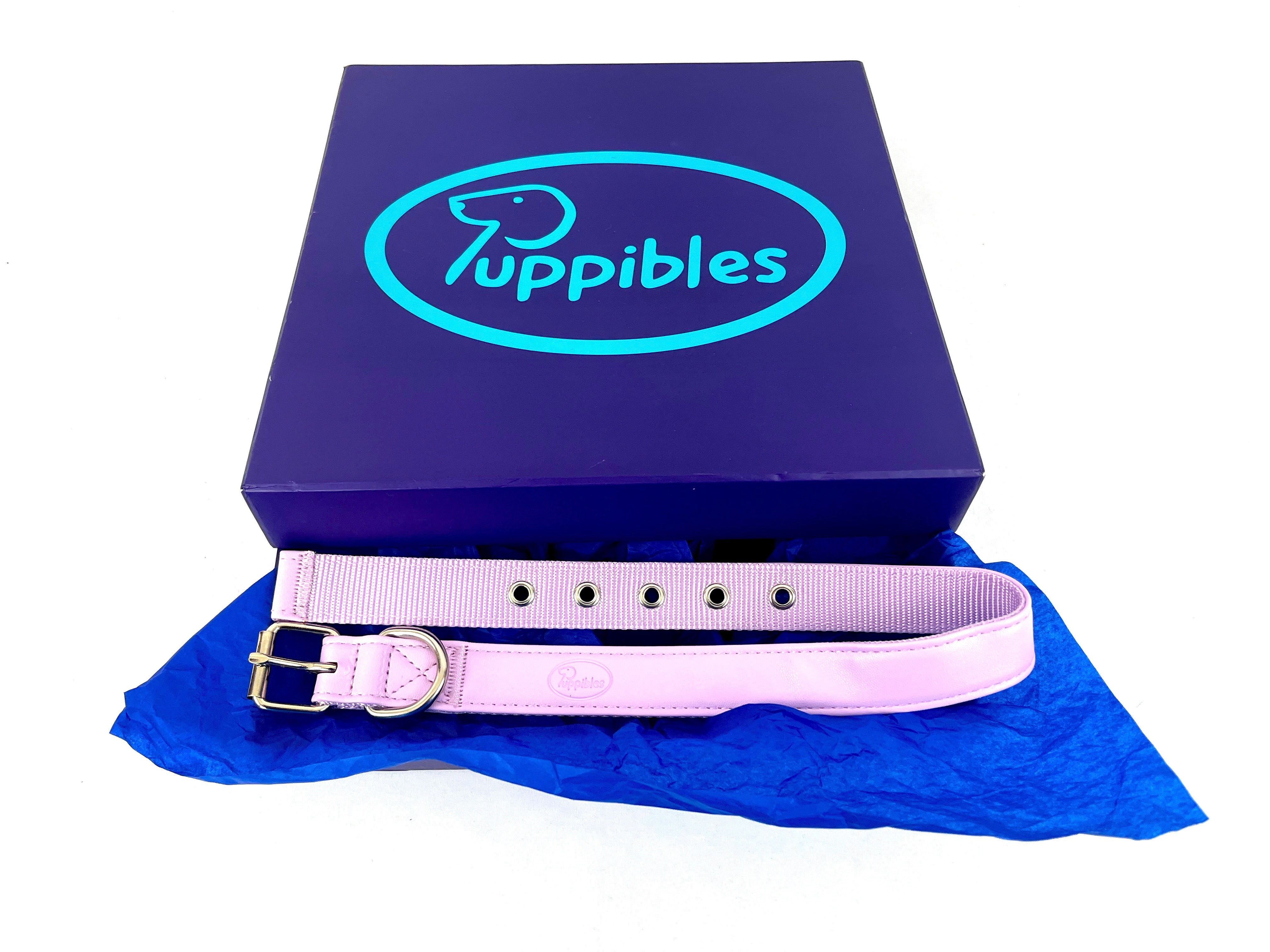 Puppibles Vegan Leather Lavender Dog Collar