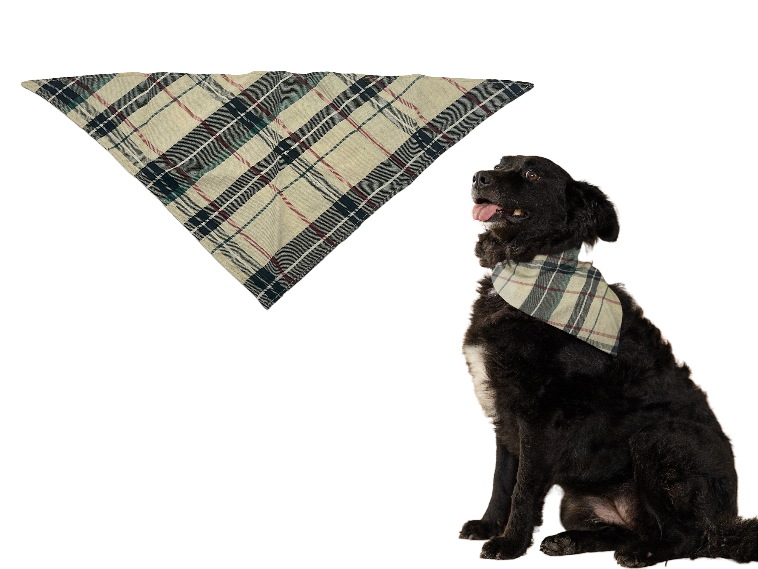 Puppibles Plaid Cotton Tan Pet Bandana