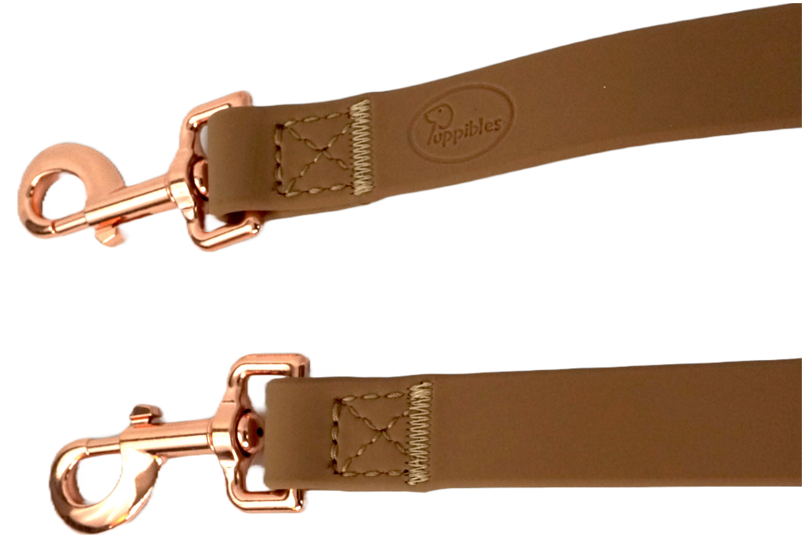 Puppibles Tan Leash Collar and Bandana Bundle