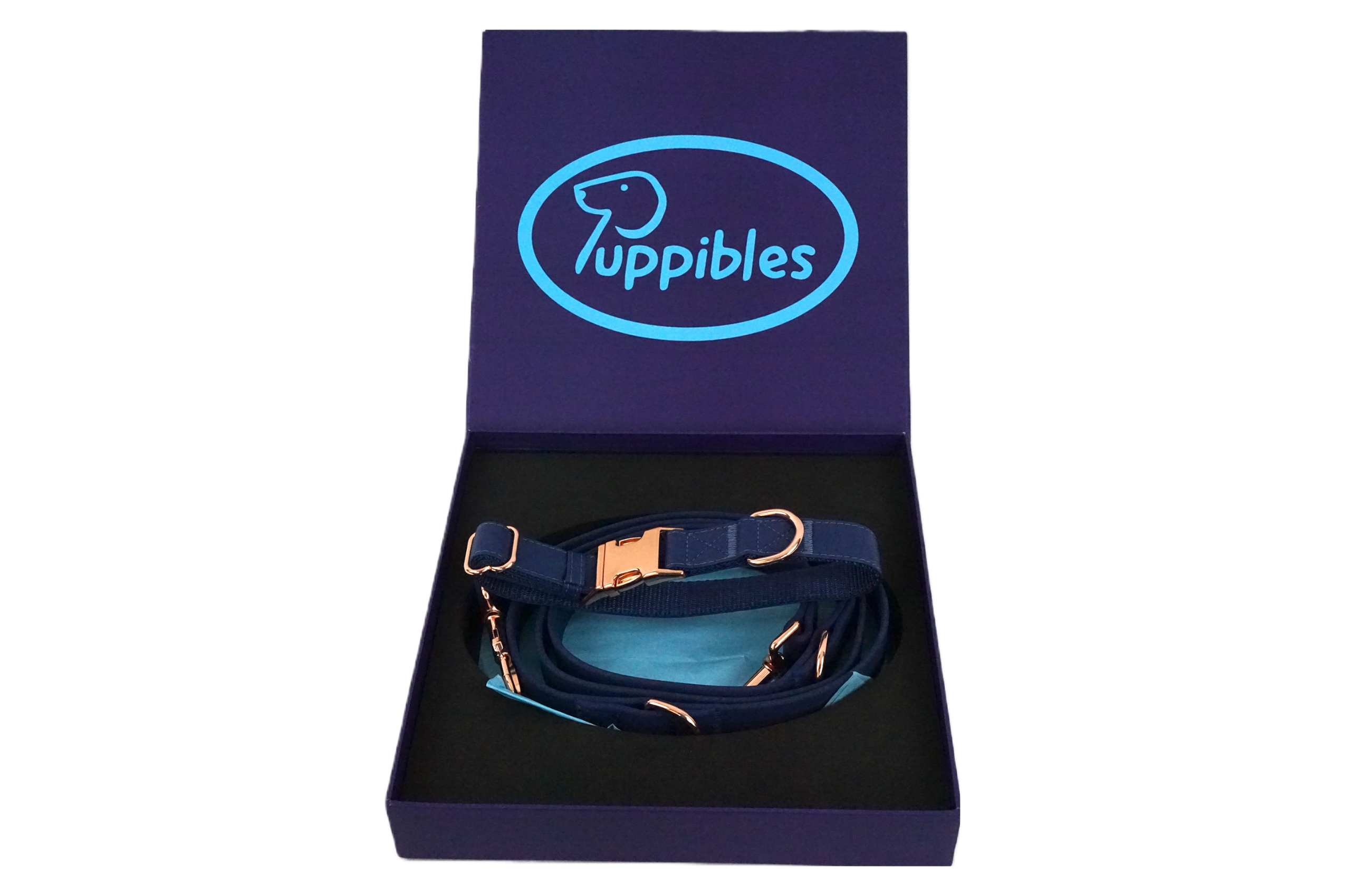 Puppibles Premium Vegan Leather Indigo Dog Collar