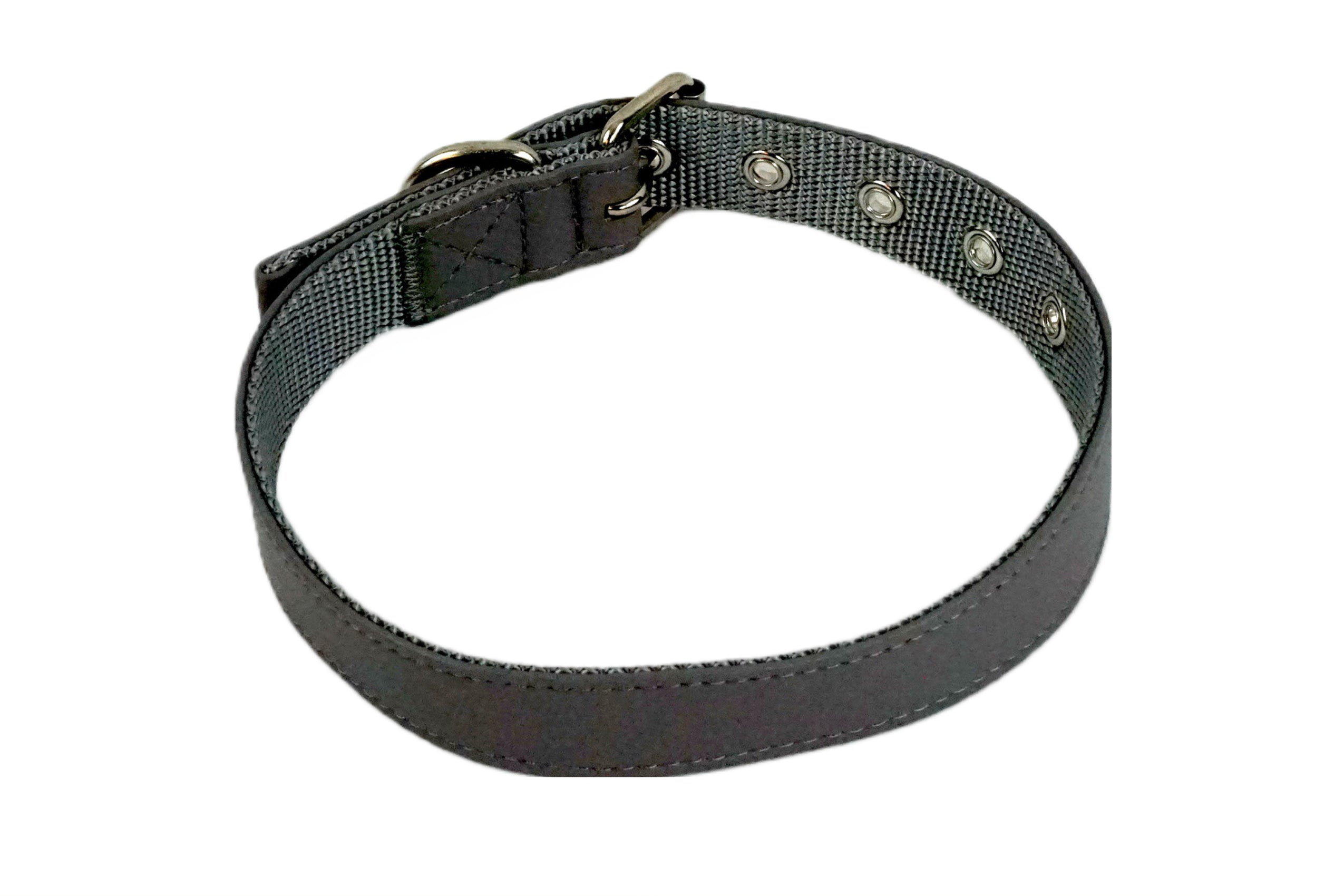 Puppibles Vegan Leather Grey Dog Collar