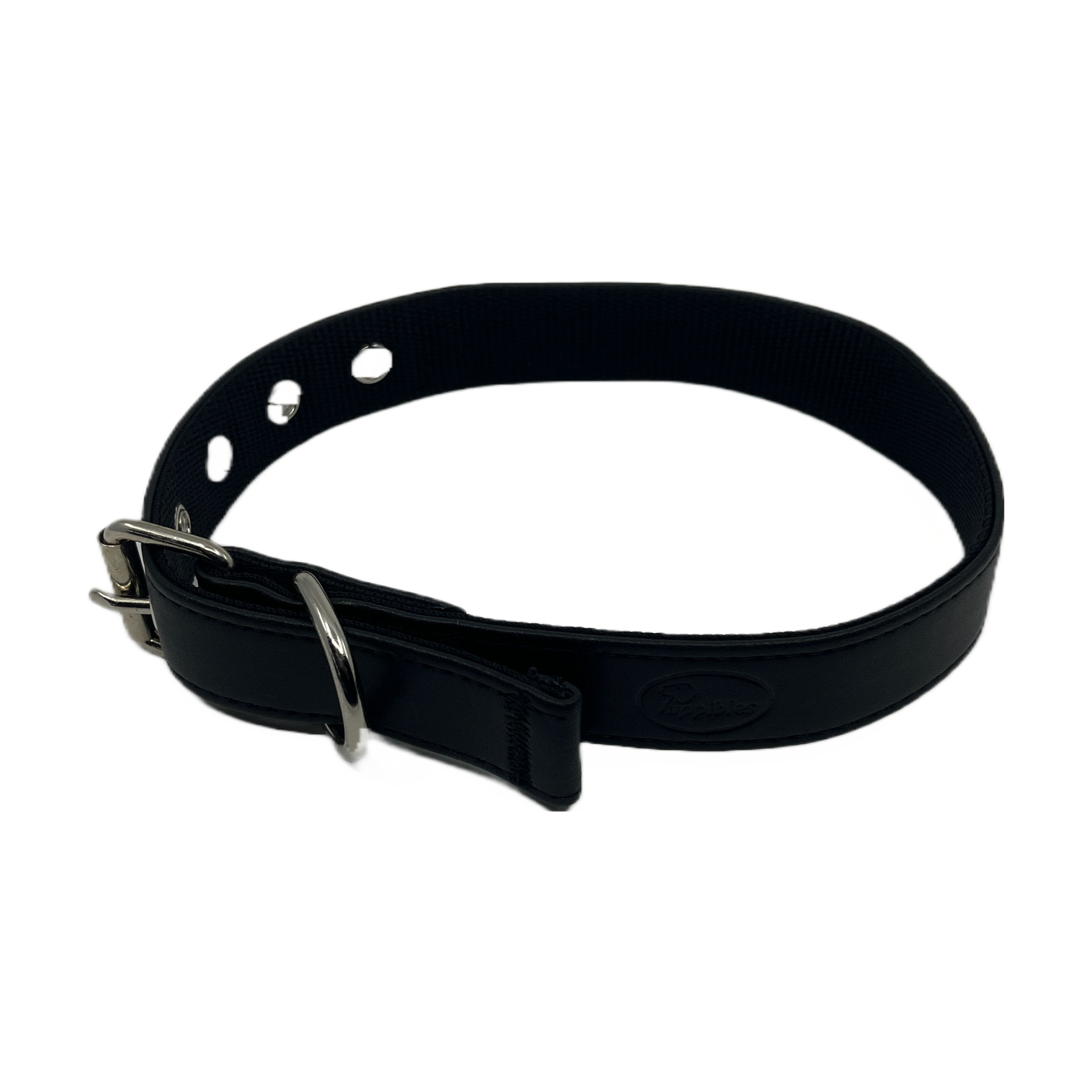 Puppibles Vegan Leather Black Dog Collar